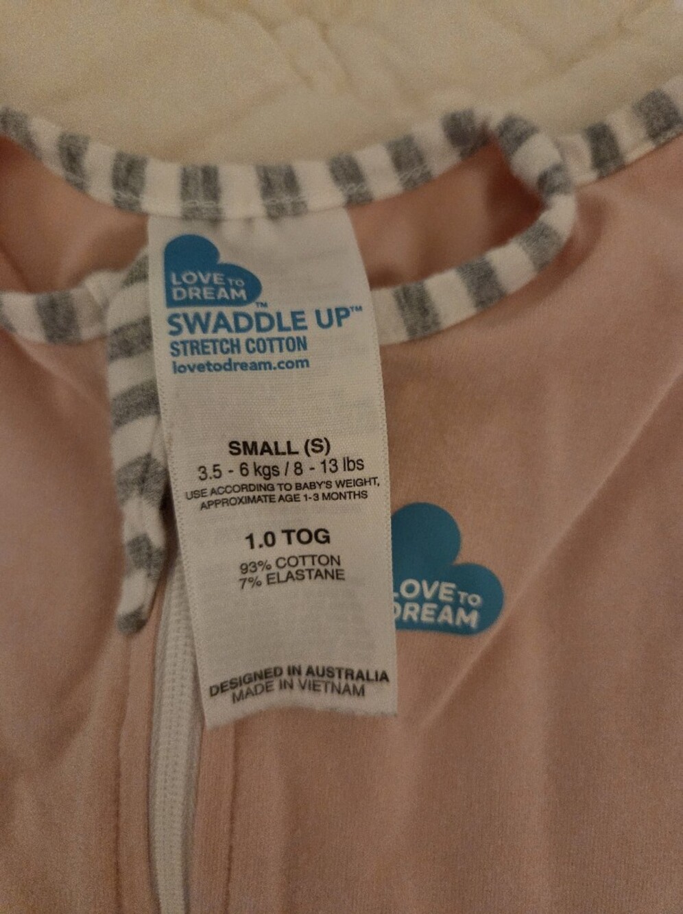 Love to Dream Pale Pink Newborn Swaddle Zip Sleep Sack - Picture 2 of 2